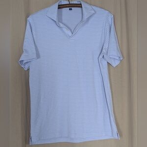 Peter Millar Lavender Purple Crown  Albatross Stripe Pima Cotton Blend Polo EUC